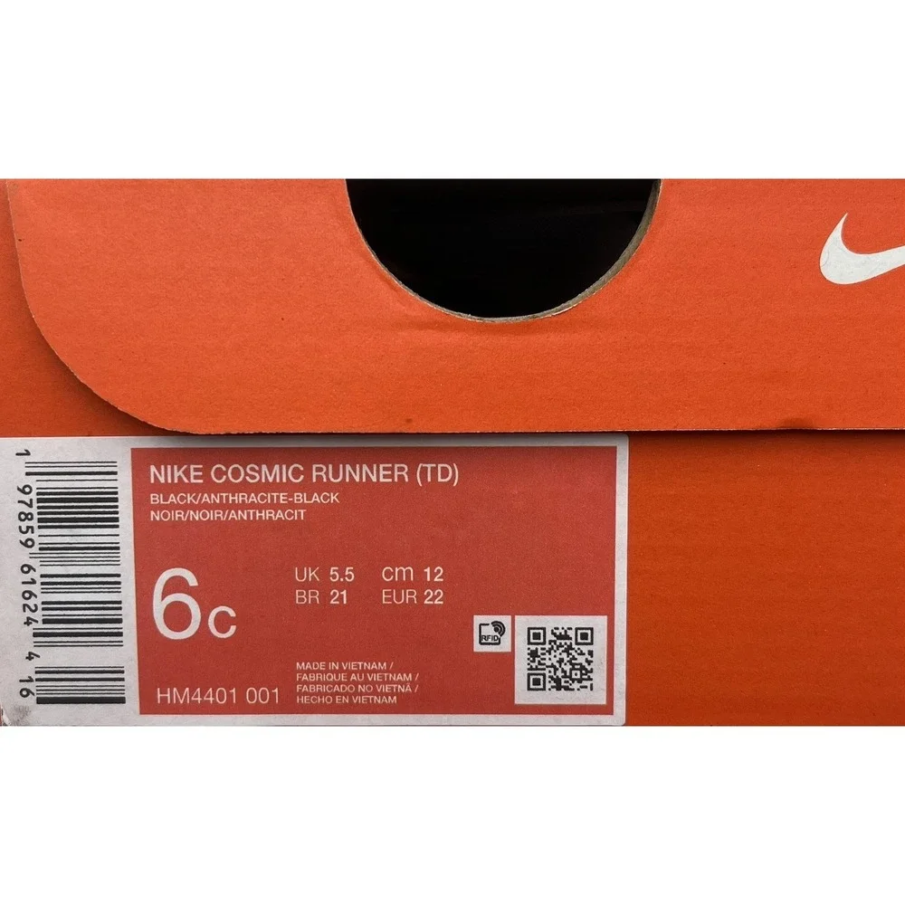 Nike Cosmic Runner Toddler Boys Athletic Slip-on Shoes Size 6 Black Sneakers